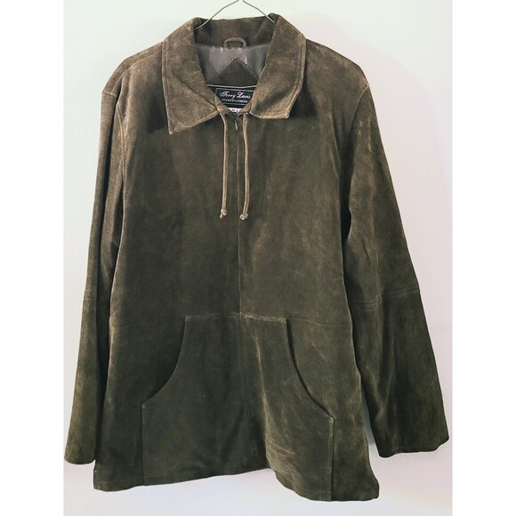 Terry Lewis Size M Olive Green  Suede Leather Zip Jacket  And Matching Pants - Picture 4 of 5